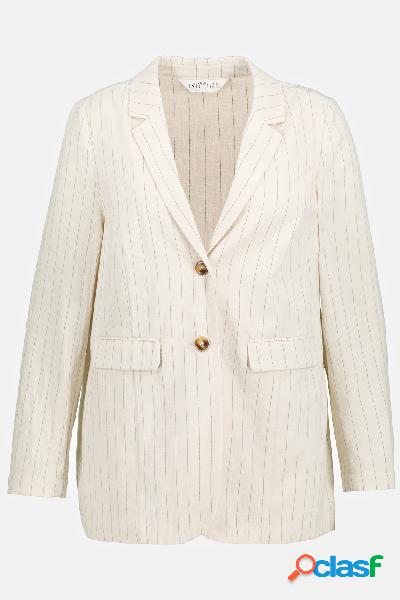 Blazer a righe con effetto lino, taglio dritto, revers e