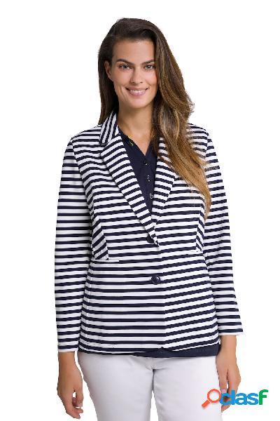 Blazer di jersey con scollo a revers e righe, Donna, Blu,