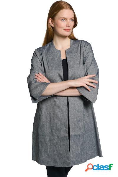 Blazer di lino elasticizzato con colletto in maglia e
