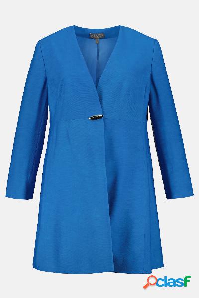 Blazer lungo con bottone gioiello, scollo a V e fodera