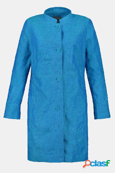 Blazer lungo in lino a maniche lunghe, con effetto