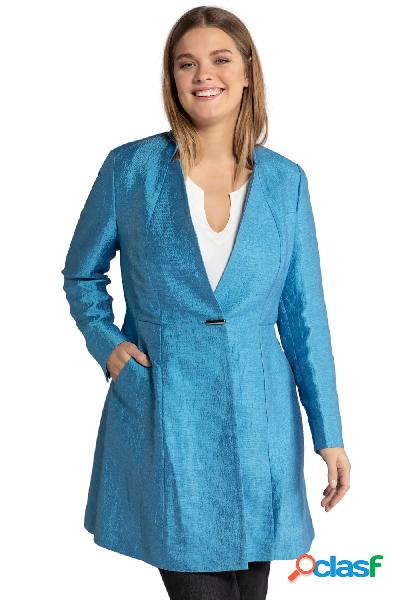 Blazer lungo, tessuto operato di misto lino, risvolti,