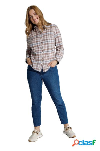 Blusa a quadri con colletto da camicia e maniche lunghe,