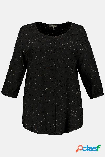 Blusa, crêpe a puntini, maniche a 3/4, selection, Donna,