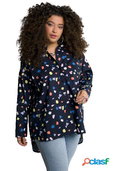 Blusa dal taglio lungo e oversize con colletto da camicia,