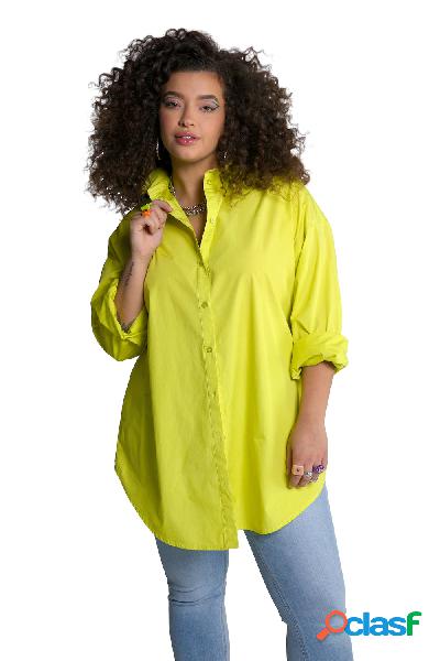 Blusa dal taglio lungo e oversize con colletto da camicia e