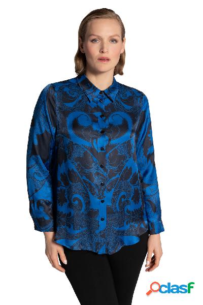 Blusa di misto seta con design Paisley, colletto da camicia