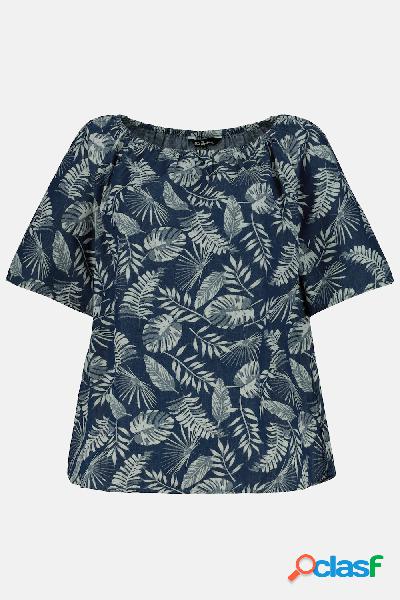 Blusa, fantasia ispirata alla giungla, scollatura con