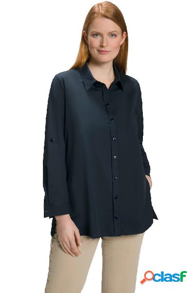 Blusa lunga con colletto da camicia, maniche a 3/4 e