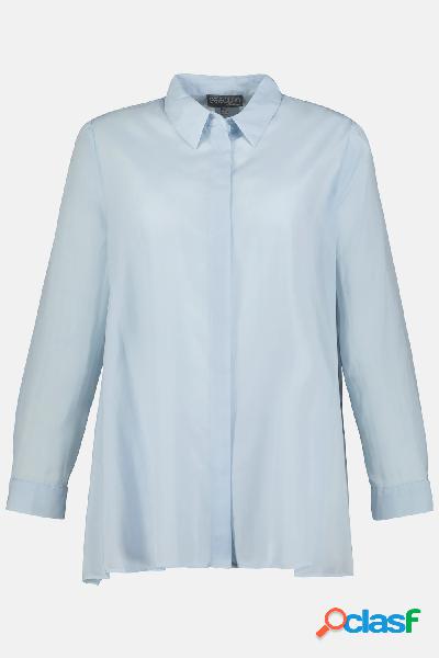 Blusa, velata, colletto da camicia, orlo a punte, Donna,