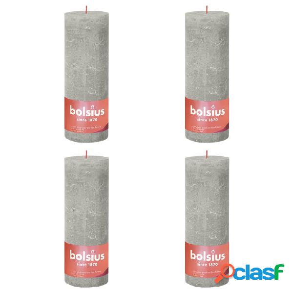 Bolsius Candele Rustiche Colonna Shine 4 pz 190x68 mm Grigio