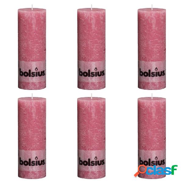 Bolsius Candele Rustiche Moccoli 6 pz 190x68 mm Rosa Antico