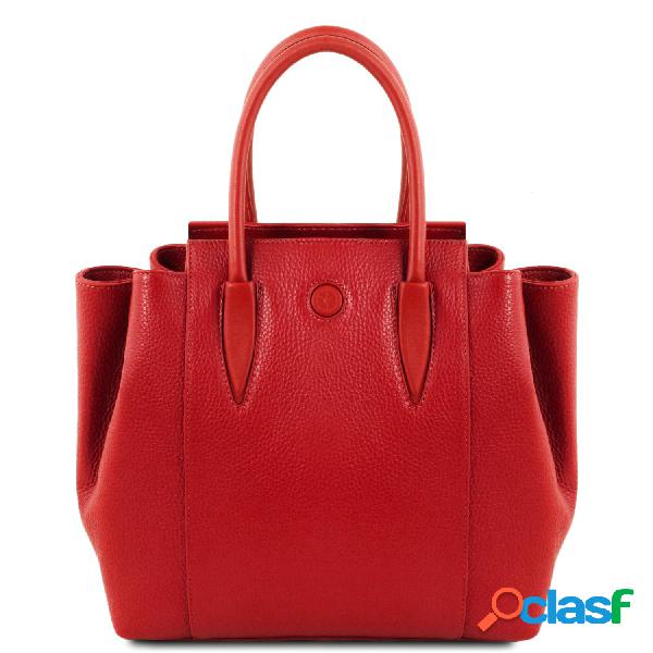 Borsa a mano in pelle Rosso Lipstick