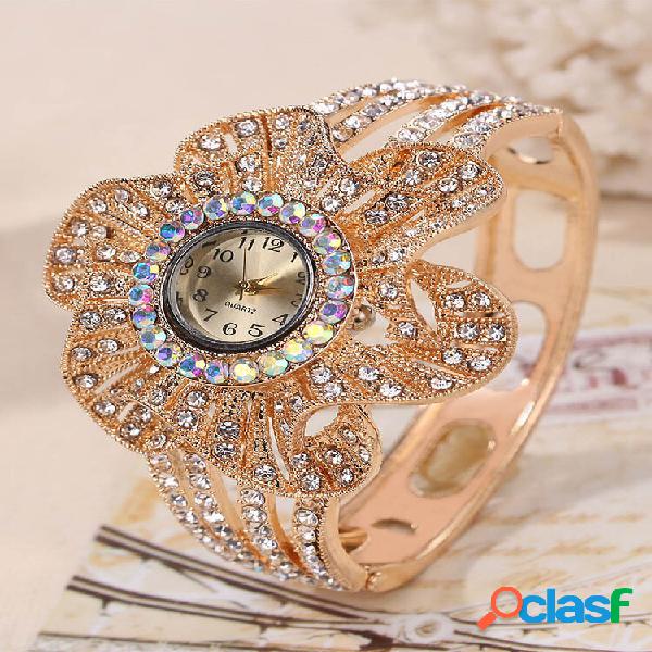 Braccialetto a disco grande fiore geometrico vintage Watch