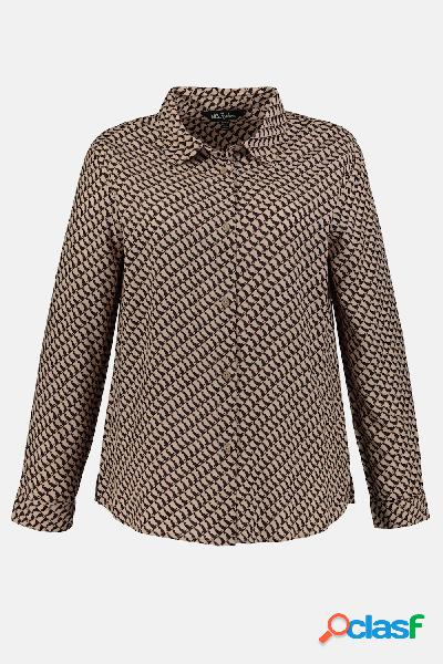 Camicetta, fantasia con gatti, viscosa, Donna, Beige,