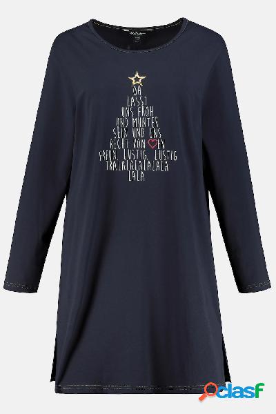 Camicia da notte, albero di natale con scritte, maniche
