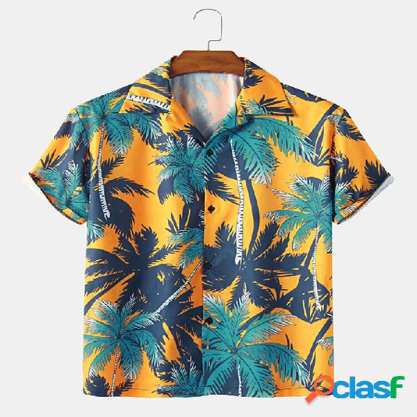 Camicie Hawaii con stampa albero di cocco per le vacanze da
