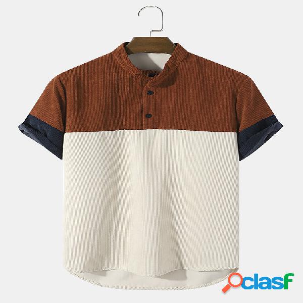 Camicie casual a blocchi di colore in velluto a coste con