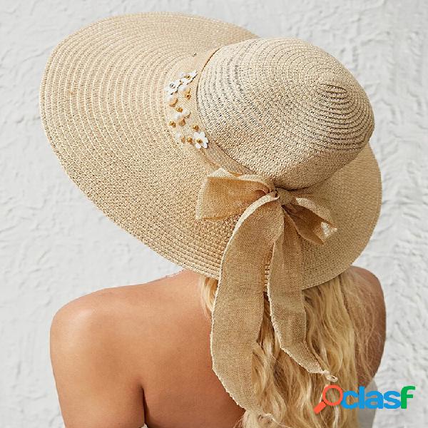 Cappello a tesa larga da donna Summer Beach Holiday Bowknot