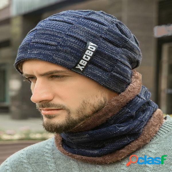 Cappello lavorato a maglia da uomo con berretto in lana