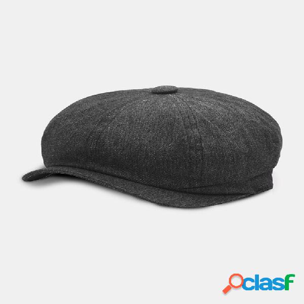 Cappello piatto berretto da uomo in denim tinta unita casual