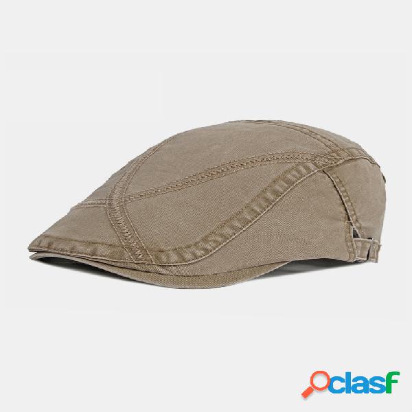 Cappello piatto da uomo in cotone con cuciture stile