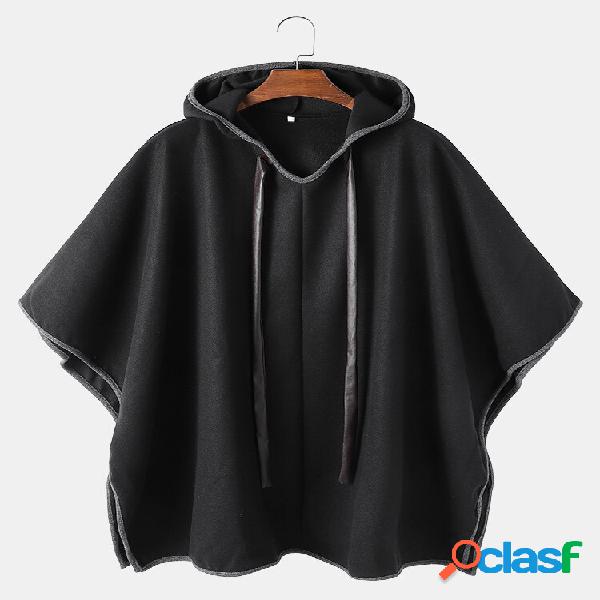 Cappotti a mantella con cappuccio nero casual oversize senza