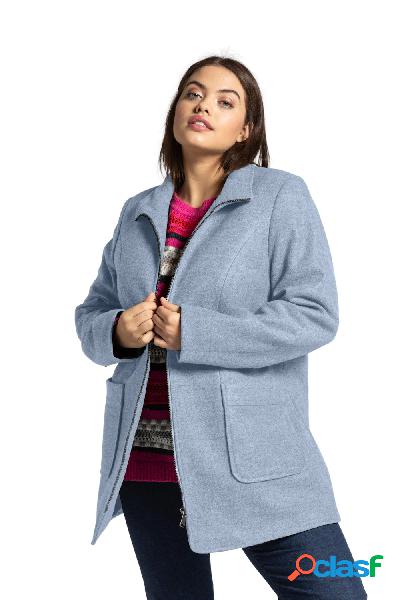 Cappotto, effetto lana, collo alto, pinces, Donna, Blu,