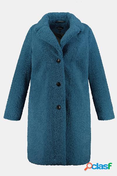 Cappotto, peluche, scollo con risvolti, Donna, Turchese,