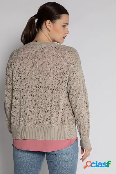Cardigan dal design squadrato in maglia a punto ajour con