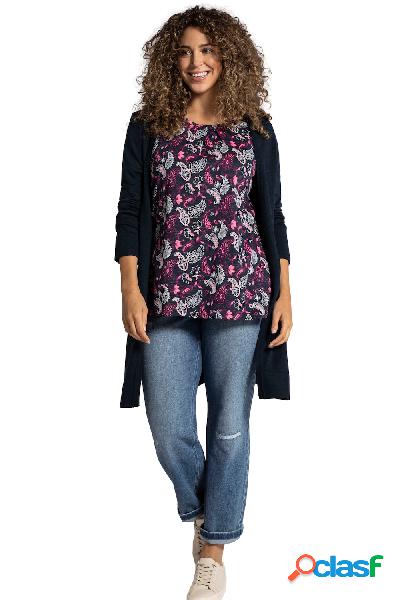 Cardigan lungo di morbida maglia fine con scollo a V, Donna,