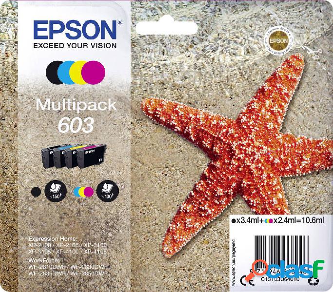 Cartucce combo pack Epson Originale T03U64, 603 Nero, Ciano,