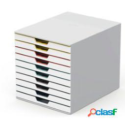 Cassettiera 10 cassetti colorati varicolor - bianco ghiaccio