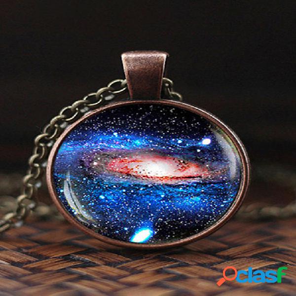 Collana da donna con gemma di vetro vintage Universo Starry