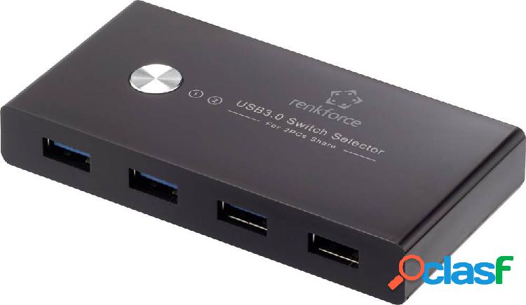 Commutatore USB 3.0 + HUB Renkforce 4 Porte RF-SHB-200 Nero