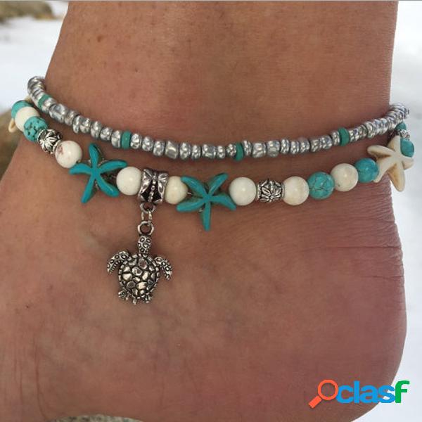 Conch Beads Yoga Anklet Beach Turtle Pendant Moon Cuore