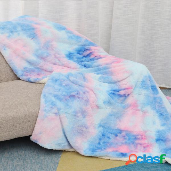 Coperta di peluche bifacciale tinta in cravatta arcobaleno