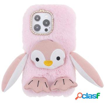 Custodia Ibrida Fluffy Plush per iPhone 13 Pro - Pinguino