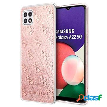 Custodia Ibrida Guess 4G Glitter per Samsung Galaxy A22 5G,