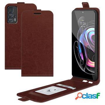 Custodia a Flip Verticale per Motorola Edge 20 Pro - Marrone