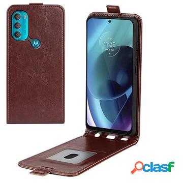 Custodia a Flip Verticale per Motorola Moto G71 5G - Marrone