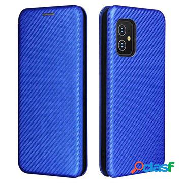 Custodia a Flip per Asus Zenfone 8 - Fibra di Carbonio - Blu