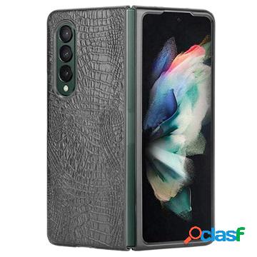 Custodia per Samsung Galaxy Z Fold3 5G - Coccodrilli - Nera