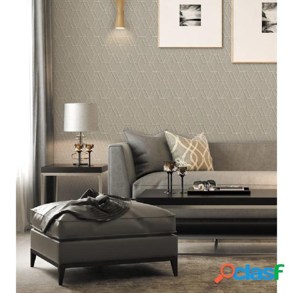 DUTCH WALLCOVERINGS Carta da Parati Design Esagonale Grigio