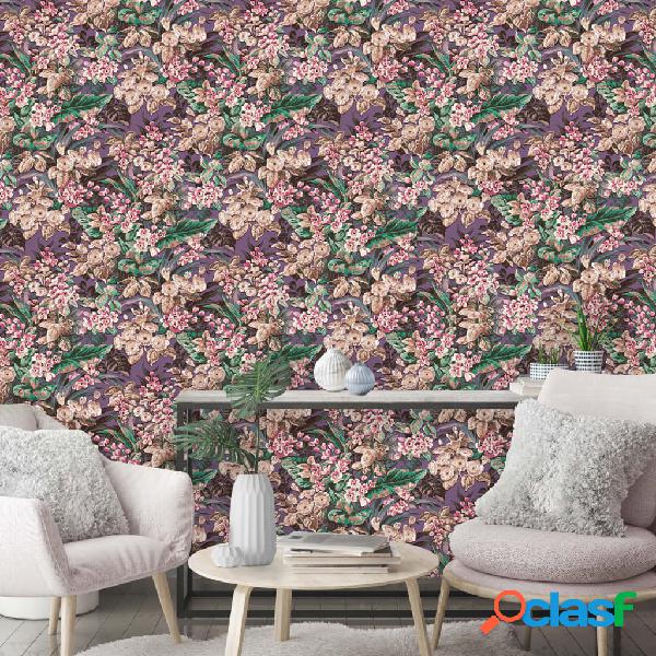 DUTCH WALLCOVERINGS Carta da Parati Floreale Viola