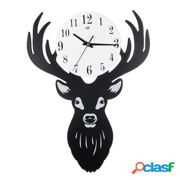 Deer Head Wall Clock Density Fibreboard Home Soggiorno