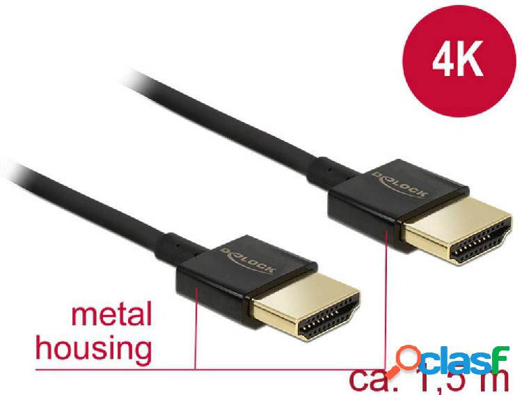 Delock HDMI Cavo Spina HDMI-A, Spina HDMI-A 1.50 m Nero