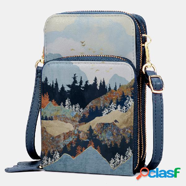 Donna in ecopelle Ladies Mountain Treetop Print Borsa 6.3