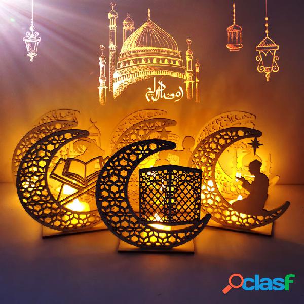 EID Mubarak Ciondolo in legno con LED Candele Luce Ramadan