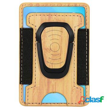 Elastic Design Stick-On Card Holder with Stand - Bamboo
